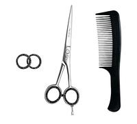 Glamified Glam Silver 6" Hairdressing Scissor for Professional Hairdressers Barbers Stainless Steel Hair Cutting Shears - for Salon Barbers, Men, Women, Children+Free Hair Comb
