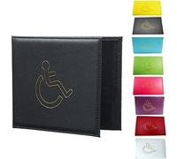 Glamified, glam Soft Leather Disabled Badge Holder Wallet Disability Parking Badge Cover Holder by Disabled Blue Badge Display Holder (Black)