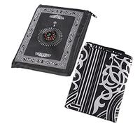 Glamified Muslim Prayer Mat Travel Pocket Friendly Islamic Prayer Mat, Muslim Prayer Rug with Qibla Finder Compass - Black…