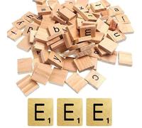 Glamified Pack of 10 - E Scrabble Tiles - Same Letters Bags -WOODEN SCRABBLE TILES BLACK LETTERS NUMBERS FOR CRAFTS WOOD ALPHABETS (Letter E, Pack of 10 Tiles)
