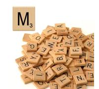 Glamified Pack of 10 - M Scrabble Tiles - Same Letters Bags -WOODEN SCRABBLE TILES BLACK LETTERS NUMBERS FOR CRAFTS WOOD ALPHABETS (Letter M, Pack of 10 Tiles)