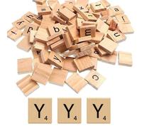 Glamified Pack of 10 - Y Scrabble Tiles - Same Letters Bags -WOODEN SCRABBLE TILES BLACK LETTERS NUMBERS FOR CRAFTS WOOD ALPHABETS (Letter Y, Pack of 10 Tiles)