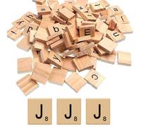Glamified Pack of 100 - J Scrabble Tiles - Same Letters Bags -WOODEN SCRABBLE TILES BLACK LETTERS NUMBERS FOR CRAFTS WOOD ALPHABETS (Letter J, Pack of 100 Tiles)