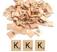 Glamified Pack of 100 - K Scrabble Tiles - Same Letters Bags -WOODEN SCRABBLE TILES BLACK LETTERS NUMBERS FOR CRAFTS WOOD ALPHABETS (Letter K, Pack of 100 Tiles)