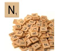 Glamified Pack of 100 - N Scrabble Tiles - Same Letters Bags -WOODEN SCRABBLE TILES BLACK LETTERS NUMBERS FOR CRAFTS WOOD ALPHABETS (Letter N, Pack of 100 Tiles)