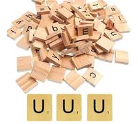 Glamified Pack of 100 - U Scrabble Tiles - Same Letters Bags -WOODEN SCRABBLE TILES BLACK LETTERS NUMBERS FOR CRAFTS WOOD ALPHABETS (Letter U, Pack of 100 Tiles)