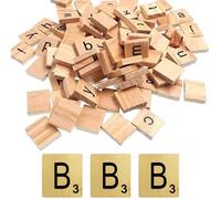Glamified Pack of 50 - B Scrabble Tiles - Same Letters Bags -WOODEN SCRABBLE TILES BLACK LETTERS NUMBERS FOR CRAFTS WOOD ALPHABETS (Letter B, Pack of 50 Tiles)
