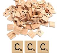 Glamified Pack of 50 - C Scrabble Tiles - Same Letters Bags -WOODEN SCRABBLE TILES BLACK LETTERS NUMBERS FOR CRAFTS WOOD ALPHABETS (Letter C, Pack of 50 Tiles)