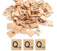 Glamified Pack of 50 - Q Scrabble Tiles - Same Letters Bags -WOODEN SCRABBLE TILES BLACK LETTERS NUMBERS FOR CRAFTS WOOD ALPHABETS (Letter Q, Pack of 50 Tiles)