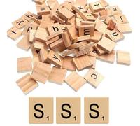 Glamified Pack of 50 - S Scrabble Tiles - Same Letters Bags -WOODEN SCRABBLE TILES BLACK LETTERS NUMBERS FOR CRAFTS WOOD ALPHABETS (Letter S, Pack of 50 Tiles)