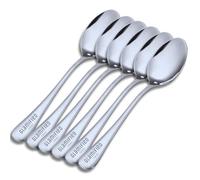 Glamified Pack of 6 Large Teaspoons, Stainless Steel Tea Spoons Heavy Duty, Quality Dessert Spoon, Coffee Stirring Spoons, Yogurt Spoon, Dishwasher Safe
