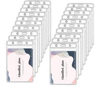 Glamified Plastic Card Holder, 50Pcs Vertical Name Card Holder Name Tag Clear Badge ID Card Holders Waterproof ID Badge Card (50)