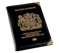 Glamified, UK Travel Passport Holder Protector Cover Wallet PU Leather United Kingdom EU (Black)