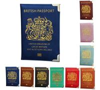 Glamified, UK Travel Passport Holder Protector Cover Wallet PU Leather United Kingdom EU (Blue)