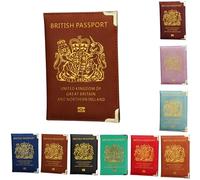 Glamified, UK Travel Passport Holder Protector Cover Wallet PU Leather United Kingdom EU (Brown)