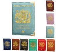 Glamified, UK Travel Passport Holder Protector Cover Wallet PU Leather United Kingdom EU (Light Blue)