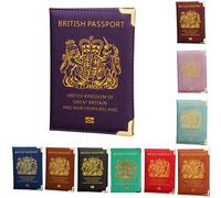 Glamified, UK Travel Passport Holder Protector Cover Wallet PU Leather United Kingdom EU (Purple)
