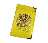 Glamified, UK Travel Passport Holder Protector Cover Wallet PU Leather United Kingdom EU (Yellow)