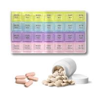 Glamified Weekly Pill Box 7 Day 28 Compartments Tablet Organiser |Large Pill Boxes 7 Day 4 Times a Day| with Labels for Medicines Supplements, Vitamins, Cod Liver Oil