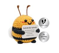 Glamifyr Bee Gift, Crocheted Pocket Hug Bee with Lucky Charm, Creative Knitting Wool Bees, Positive Courage Bee for Adults, Small Emotional Gift for Everyday Use and Office