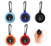 Glamifyr Pack of 5 Compass for Children, Outdoor Bushcraft Compass with Carabiner Hook, Life Compass Keyring, Portable for Camping and Outdoor Activities, Gifts