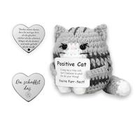 Glamifyr Positive Cat, Positive Cat, Emotional Support Cuddly Toy, Positive Cat Pocket Hug Lucky Charm, Courage Gifts for Friends, Colleagues, Family, Creative Cat and Small Lucky Charm