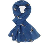 GlamLondon Bee Scarf Bumble Bees Pattern Ladies Design Printed Scarves (Blue)