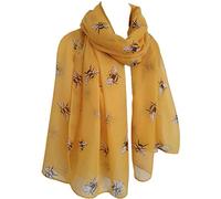 GlamLondon Bee Scarf Bumble Bees Pattern Ladies Design Printed Scarves (Yellow)