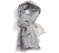 GlamLondon Bumble Bee Print Scarf Ladies Lightweight Fashion Oversize Wrap (ZY - Grey)
