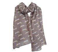 GlamLondon Cute Dogs Scarf Ladies Fashion Animal Print Dachshund Sausage Dog Doxie Shawl Soft Wrap (Mink Grey)(Size:L)