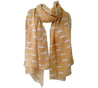 GlamLondon Cute Dogs Scarf Ladies Fashion Animal Print Dachshund Sausage Dog Doxie Shawl Soft Wrap (Mustard Yellow)