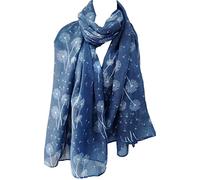 GlamLondon Dandelion Scarf Scatter Dandelions Flower Print Fashion Ladies Womens Classy Big Wrap (Denim Blue)