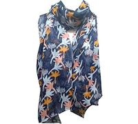 GlamLondon Floral Scarf Womens Leafy Leaf Trees Printed Large Soft Sarong Shawl Ladies Wrap (Navy - Crocus-7016)