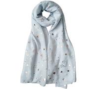 GlamLondon Galaxy Scarf Rose Gold Glitter Foil Stars Print Ladies Party Wedding Fashion Wrap (Z-Blue-Light-New)
