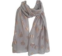 GlamLondon Glitter Mulberry Trees Scarf Womens Foil Printed Tree Fashion Ladies Wrap (Light Grey)