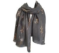 GlamLondon Glitter Sparkle Branches Printed Womens Large Gift for Her Scarves Summer Fashion (AZ-GLD - Grey)