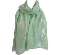 GlamLondon Glitter Sparkle Branches Printed Womens Large Gift for Her Scarves Summer Fashion (AZ-SLV - Green)