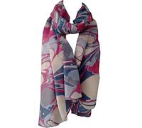 GlamLondon Marble Pattern Scarf Large Size Fashionable Marbled Printed Women Multi Purpose Wrap (Fuchsia)