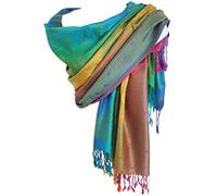 GlamLondon Peacock Fine Pashmina Ladies Womens Peacocks Feather Printed Scarf Soft Shawl (Multi)