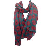 GlamLondon Poppy Scarf Red Poppies Printed Large Soft Flower Floral Ladies Womens Wrap (simple-poppy-Teal)