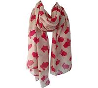 GlamLondon Rabbit Print Scarf, Hare Bunny Animal, Womens Ladies Fashion Soft Big Shawl Sarong Wrap (Beige-Red)