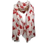 GlamLondon Rabbit Print Scarf, Hare Bunny Animal, Womens Ladies Fashion Soft Big Shawl Sarong Wrap (Cream Red_150)