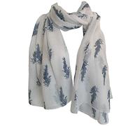 GlamLondon Rosemary Sprigs Print Scarf Womens Light Fashion Shawl Wrap (White)