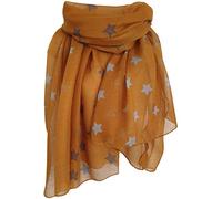 GlamLondon Star Print Scarf Large Size Fashionable Printed Stars Women Wrap (YR20 - Mustard)