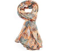 GlamLondon Women's Allium Floral Print Scarf Super Soft Wrap (Orange)