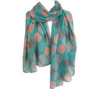 GlamLondon Women's Beautiful Designed Large Leaves Print Scarf (Green)
