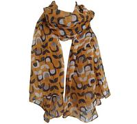 GlamLondon Women's Block Floral Print Scarf Retro Wrap (Mustard)