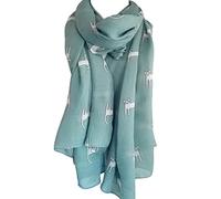 GlamLondon Women's Cat Printed Kitty Sketch Scarf (Light Green)