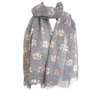 GlamLondon Women's Elephant Print Glitter Rose Gold Scarf (Grey Dark)