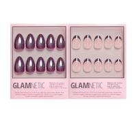 Glamnetic Press-On Nails Bundle - Cherry Glaze | 2 Short Almond & Oval Fake Nails with Deep Cherry & Purple Tones | Glossy & Glazed Finishes | Durable, Salon-Quality Nail Kits